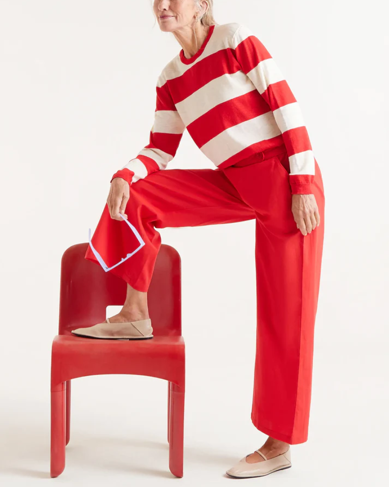 Wide Leg Buttoned Trousers Red By Compania Fantastica