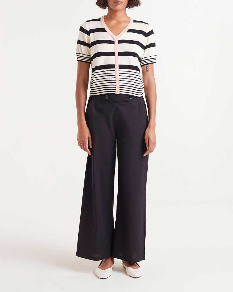 Wide Leg Buttoned Trousers In Black By Compania Fantastica