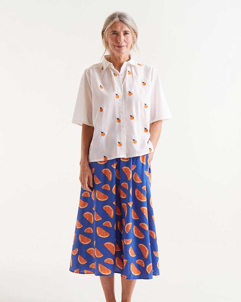 Oranges Print Cotton Short Sleeved Shirt By Compania Fantastica