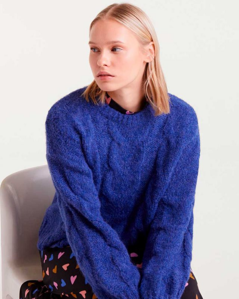 Royal Blue Cable Knit Jumper Compania Fantastica