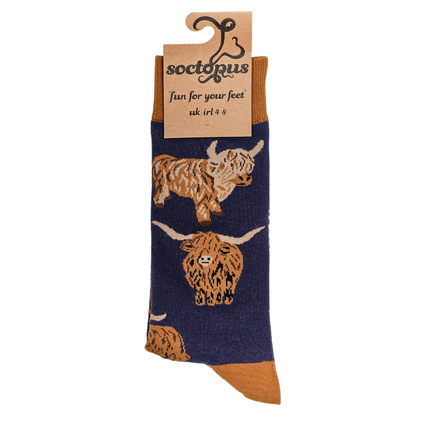 Highland Cow Unisex Socks Navy