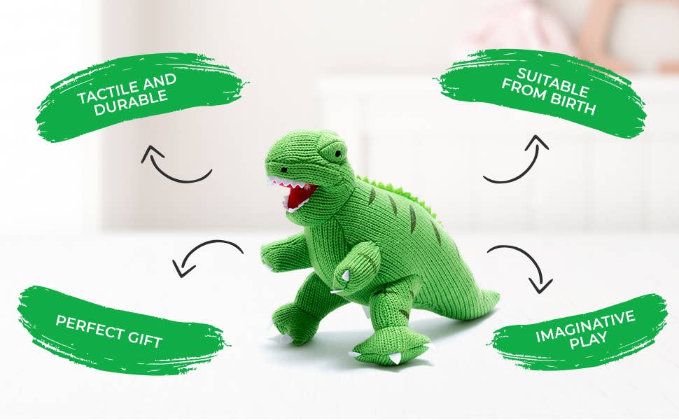 Knitted Green T Rex Dinosaur Plush Toy