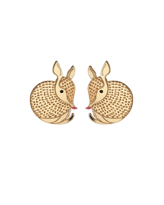 Armadillo Gold Stud Earrings