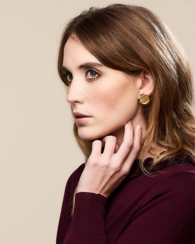 Armadillo Gold Stud Earrings