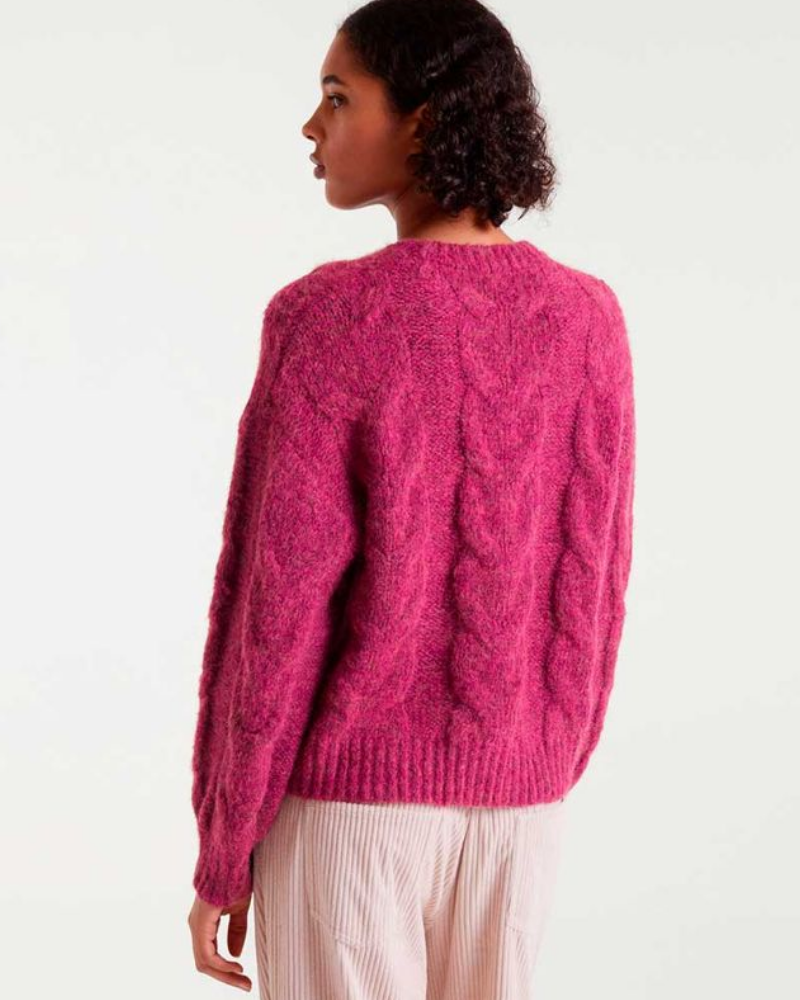 Berry Pink Cable Knit Jumper Compania Fantastica