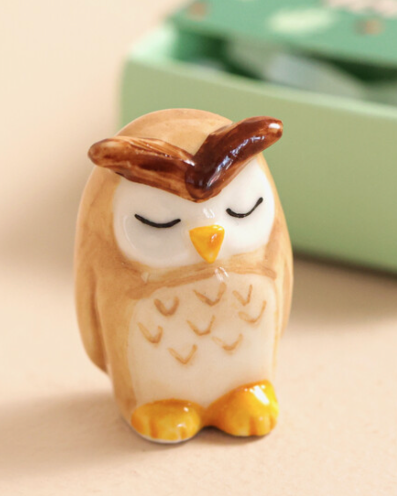 Owl Tiny Ceramic Token In Matchbox