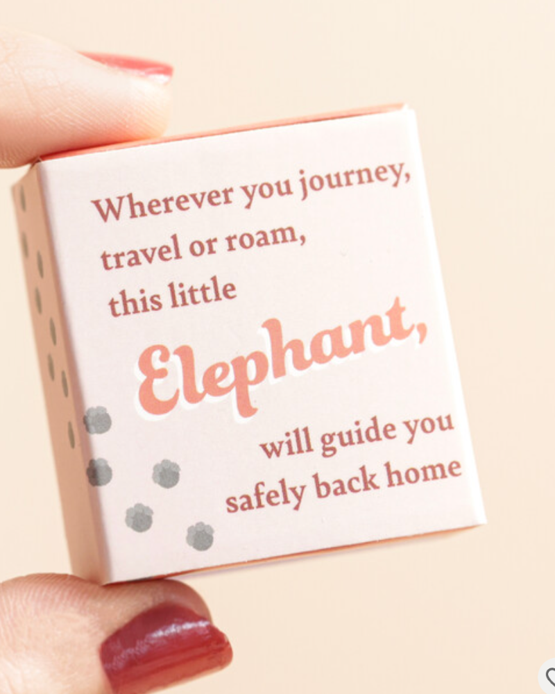 Elephant Tiny Ceramic Token In Matchbox