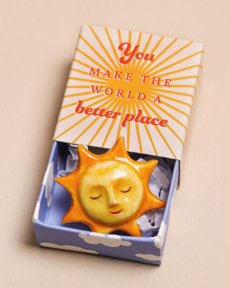 Sunshine Tiny Ceramic Token In Matchbox