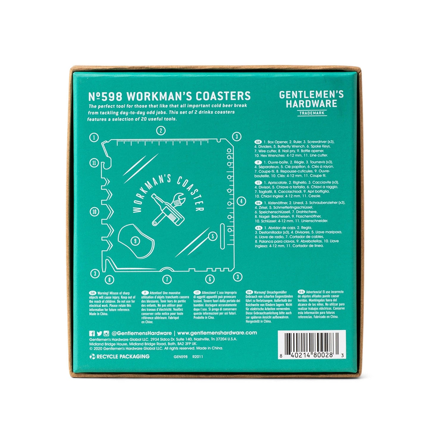 Gentlemen's Hardware Workman's Coaster Multi-Tool Set of 2