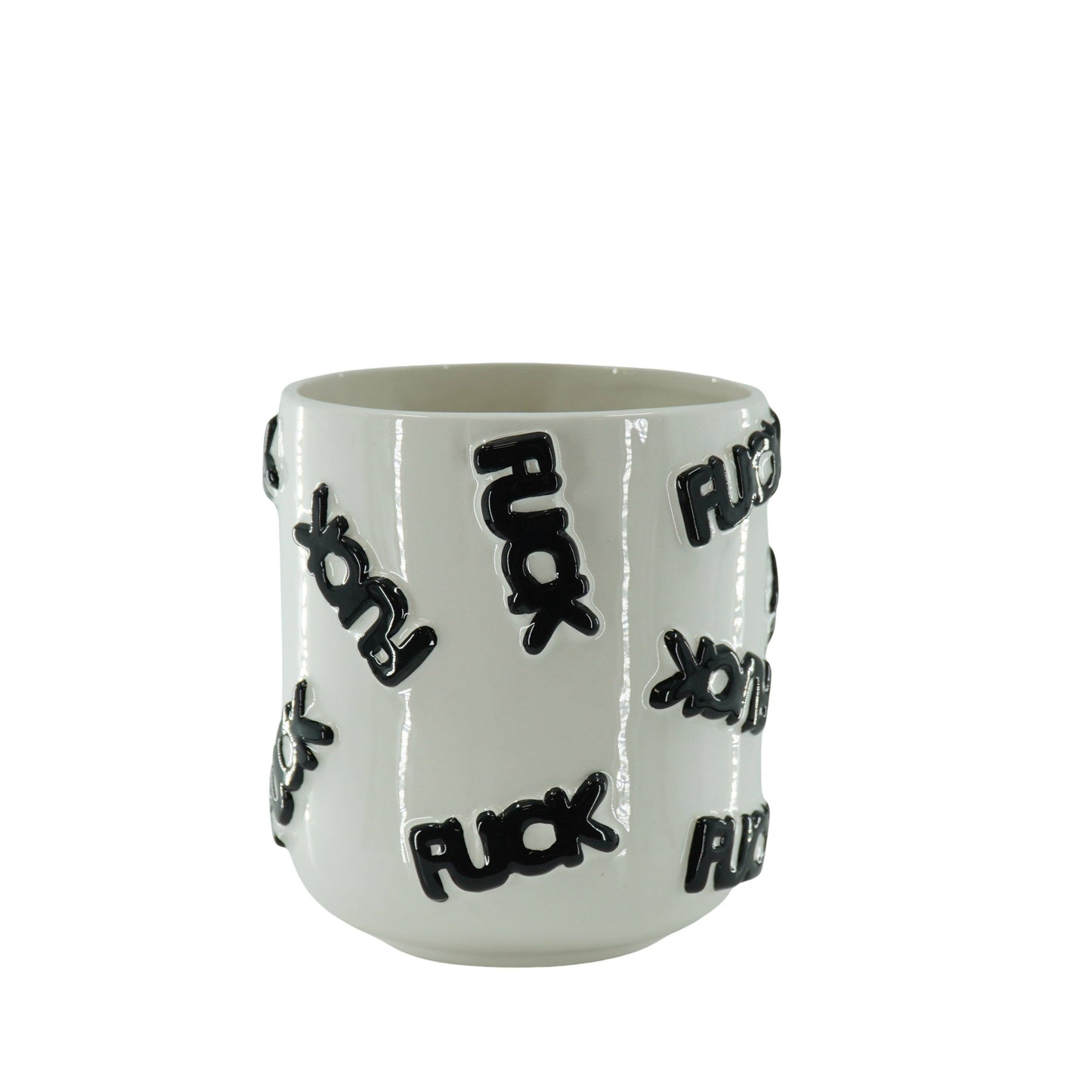 Pot - 'FUCK' - Ceramics - White/Black - 17,5x17,5x17,5cm