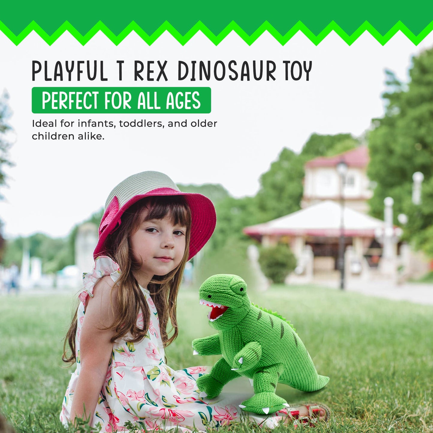Knitted Green T Rex Dinosaur Plush Toy