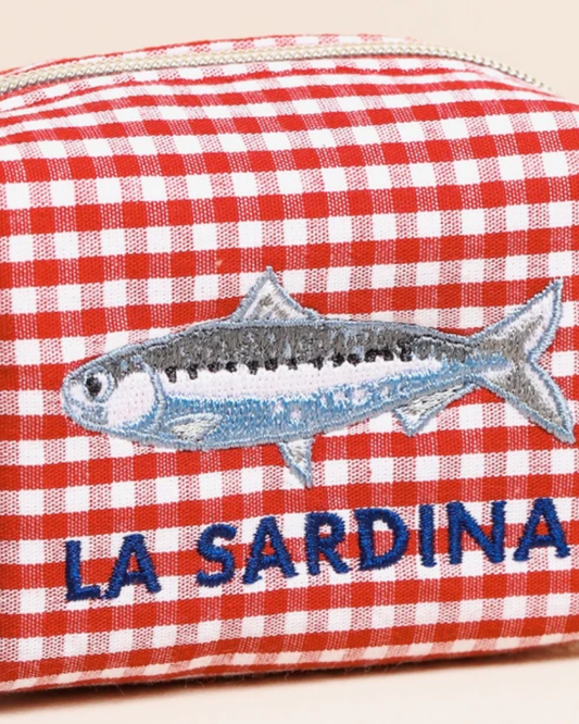 La Sardina Fish Red Gingham Accessory Pouch
