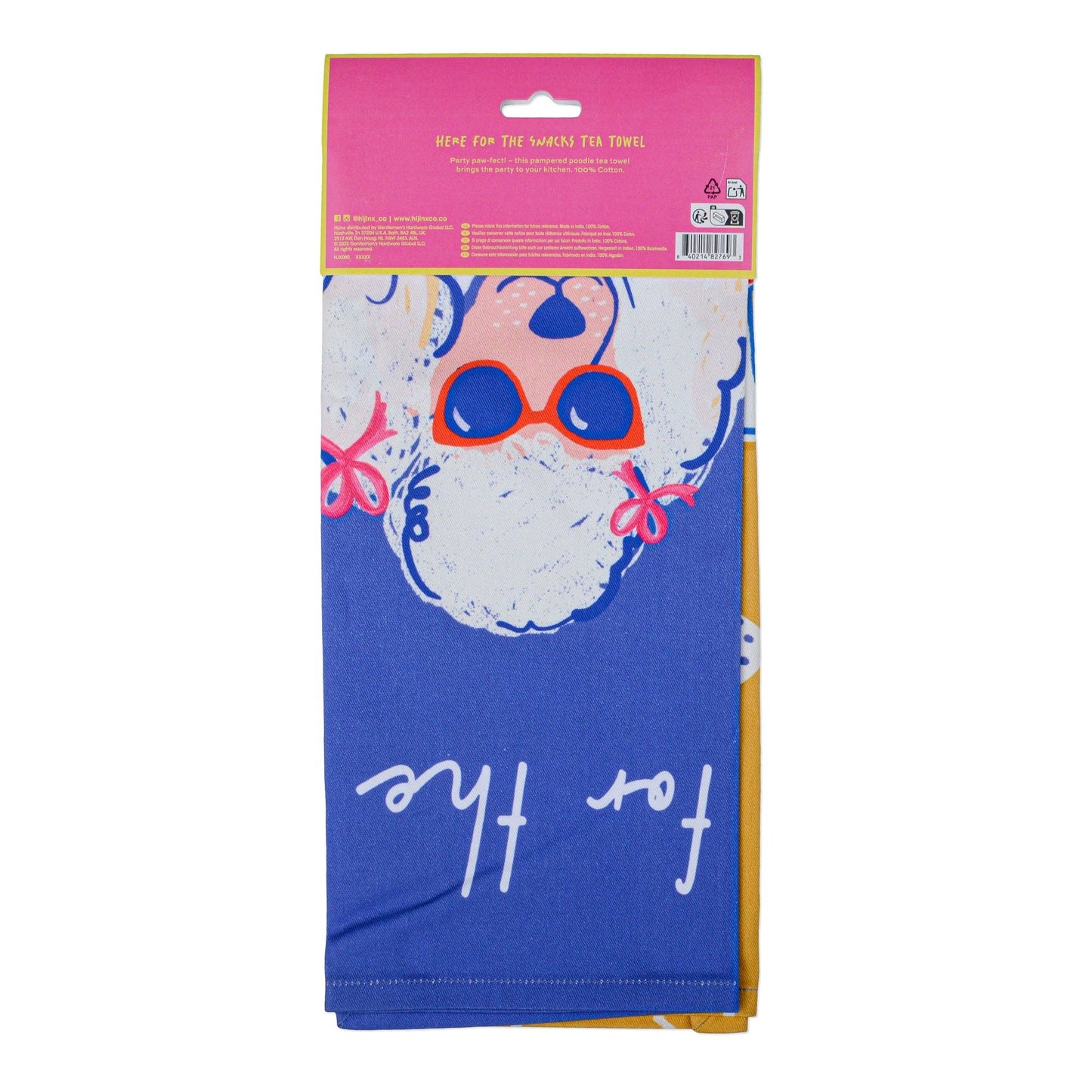 Here For The Snacks Poodle Hijinx Tea Towel