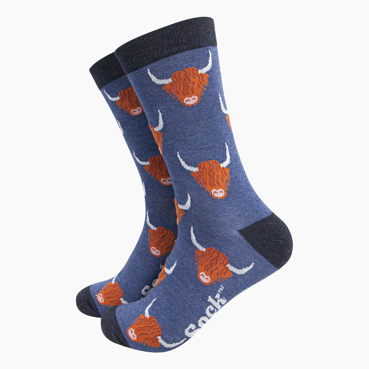 Highland Cow Denim Blue Unisex Socks