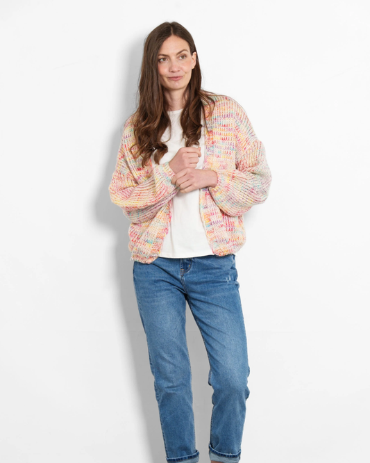 Brodie Cream Rainbow Wool Blend Cardigan