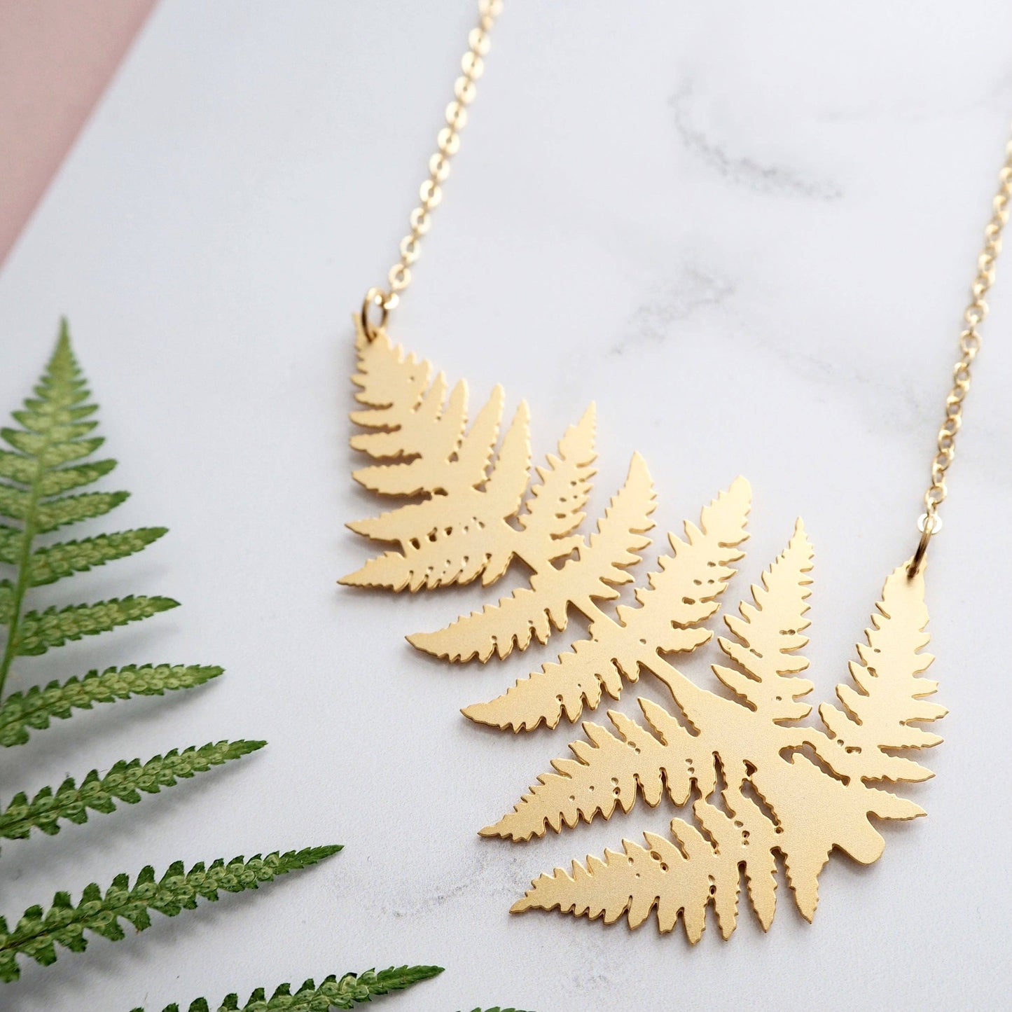 Statement Gold Fern Leaf Necklace