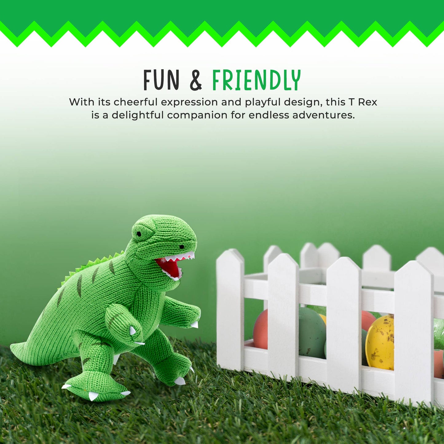 Knitted Green T Rex Dinosaur Plush Toy