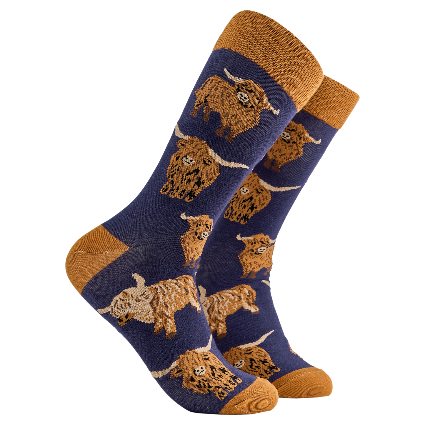 Highland Cow Unisex Socks Navy