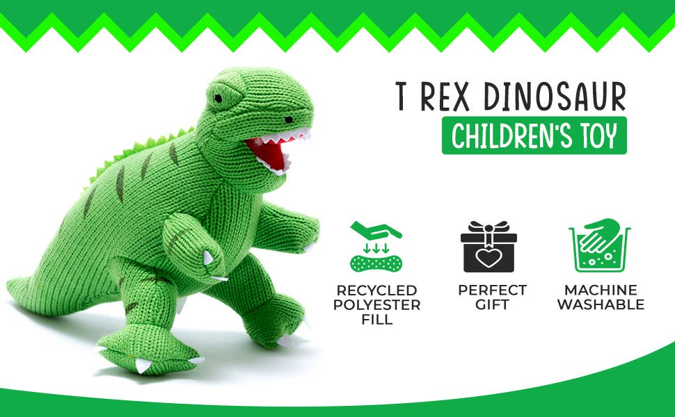 Knitted Green T Rex Dinosaur Plush Toy