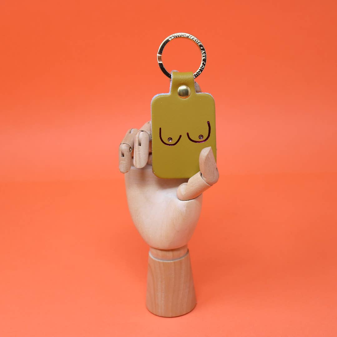 Boob Leather Key Fob: Pale Pink
