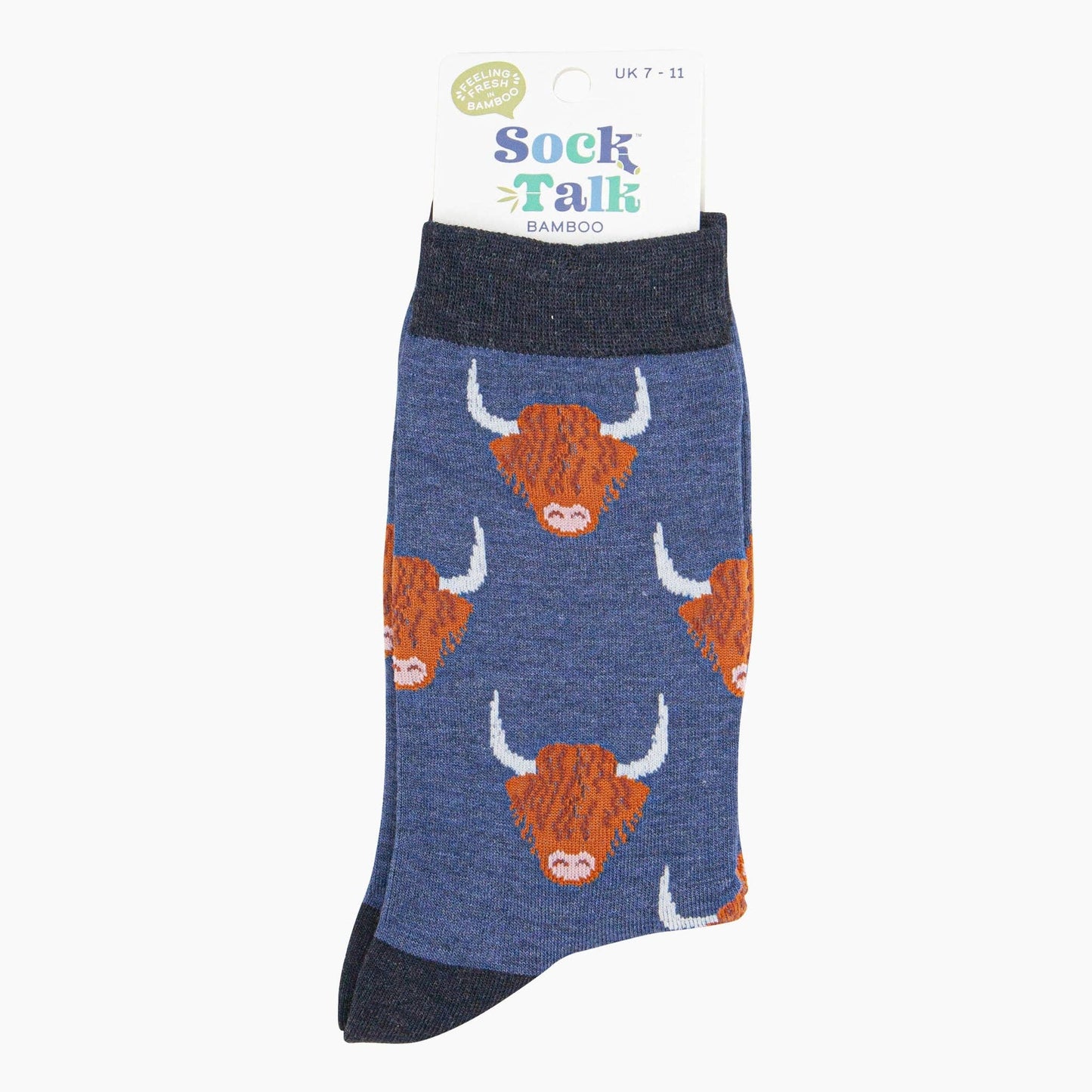 Highland Cow Denim Blue Unisex Socks