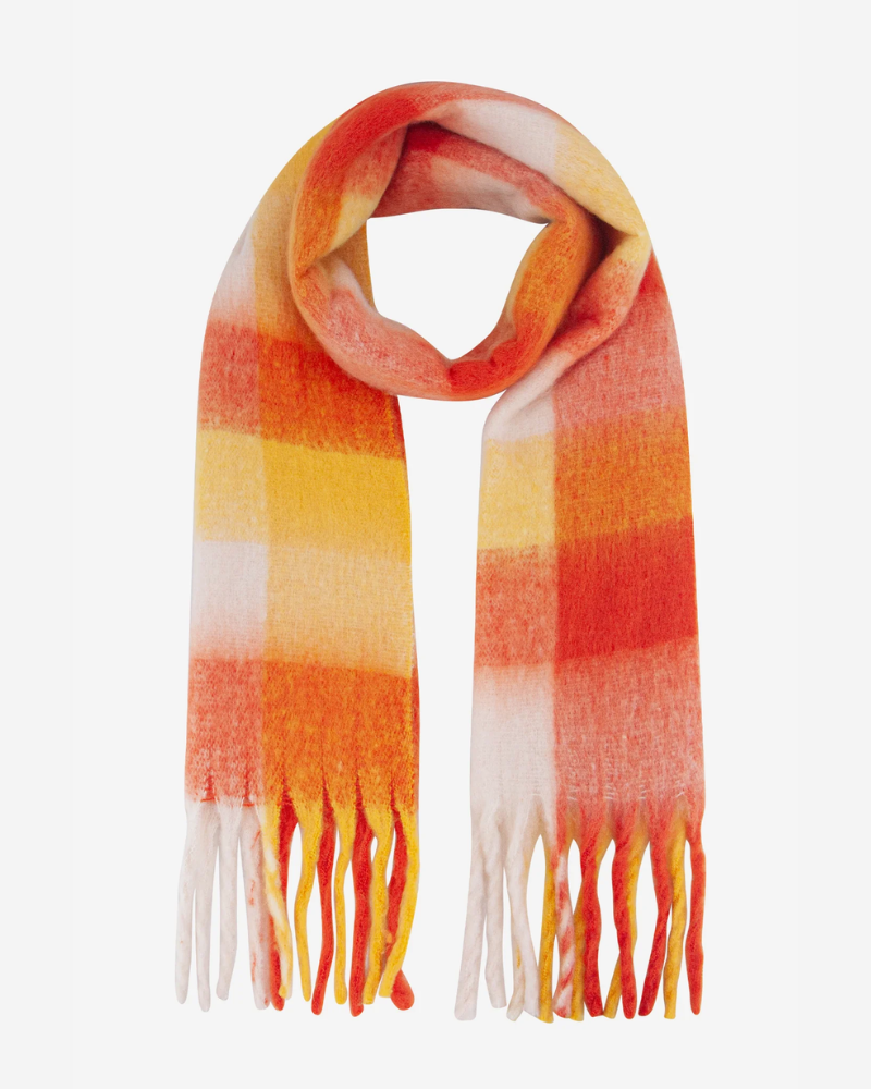 Allie Checked Blanket Scarf Orange