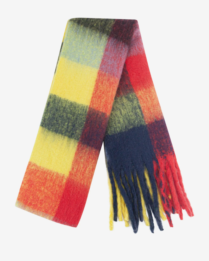 Allie Checked Blanket Scarf Red