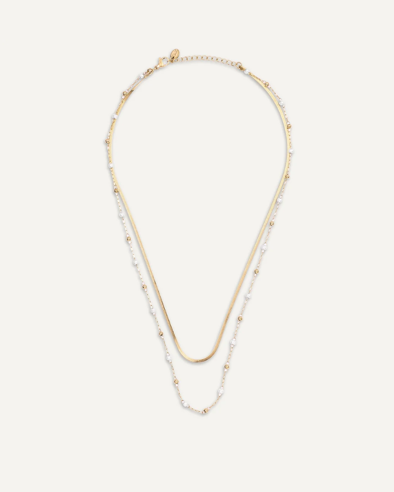 Amelia Multi Chain Pearl And Gold Necklace