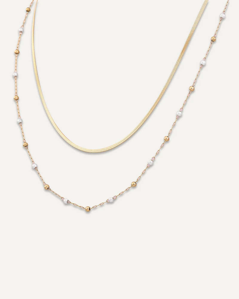 Amelia Multi Chain Pearl And Gold Necklace
