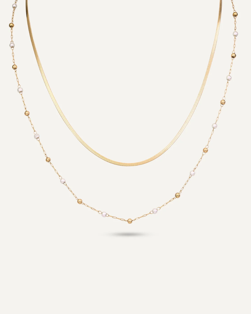 Amelia Multi Chain Pearl And Gold Necklace