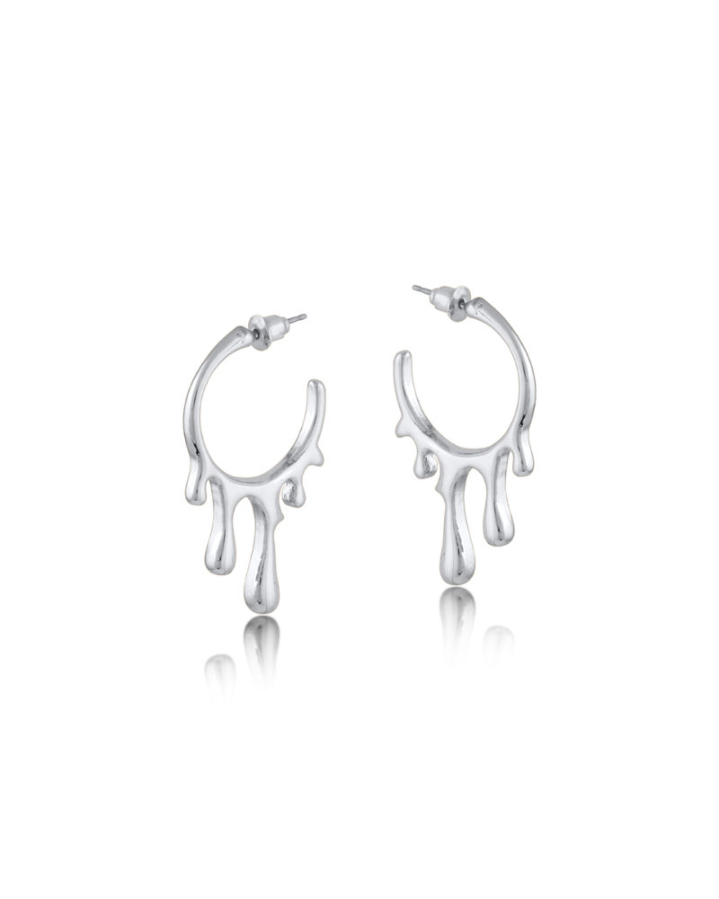 Amalis Paint Drop Hoops In Silver