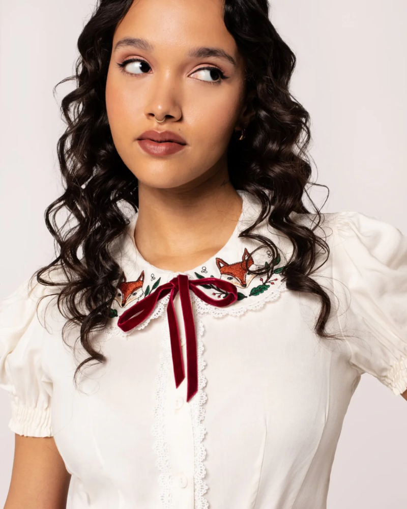 Basil Woodland Fox Blouse