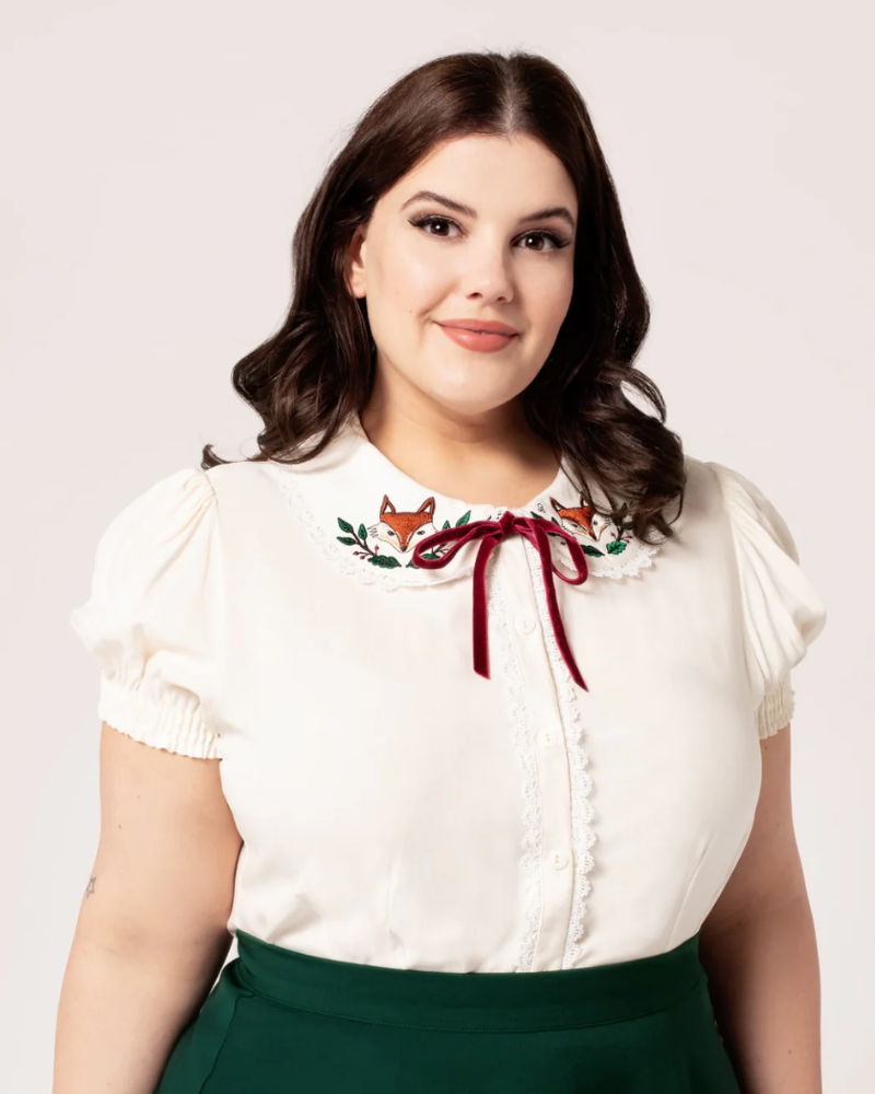Basil Woodland Fox Blouse