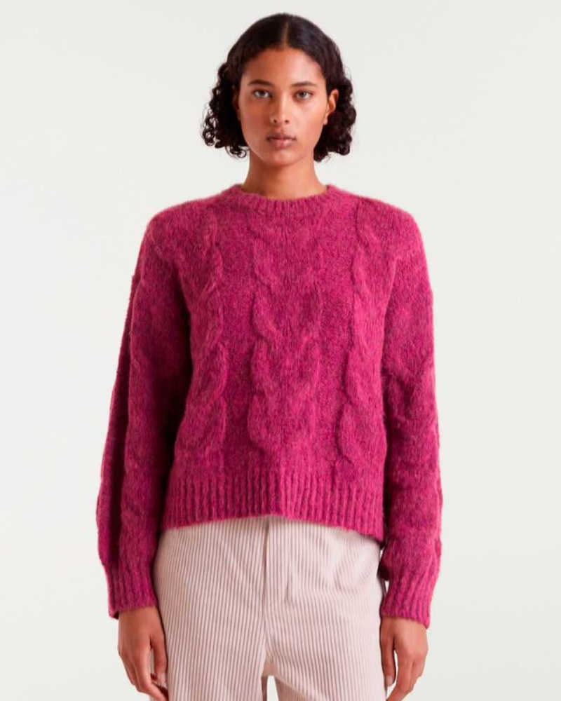 Berry Pink Cable Knit Jumper Compania Fantastica