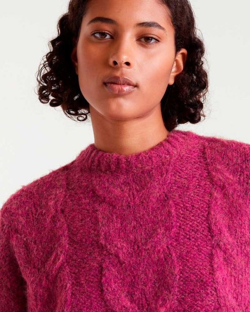 Berry Pink Cable Knit Jumper Compania Fantastica