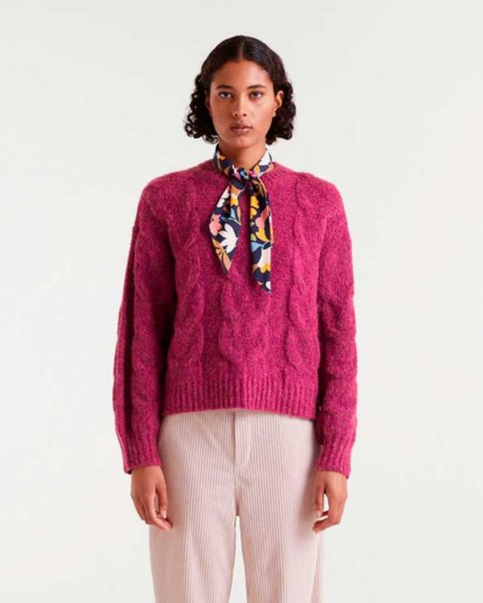 Berry Pink Cable Knit Jumper Compania Fantastica