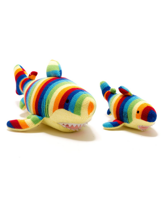 Shark Knitted Toy Rainbow Stripe