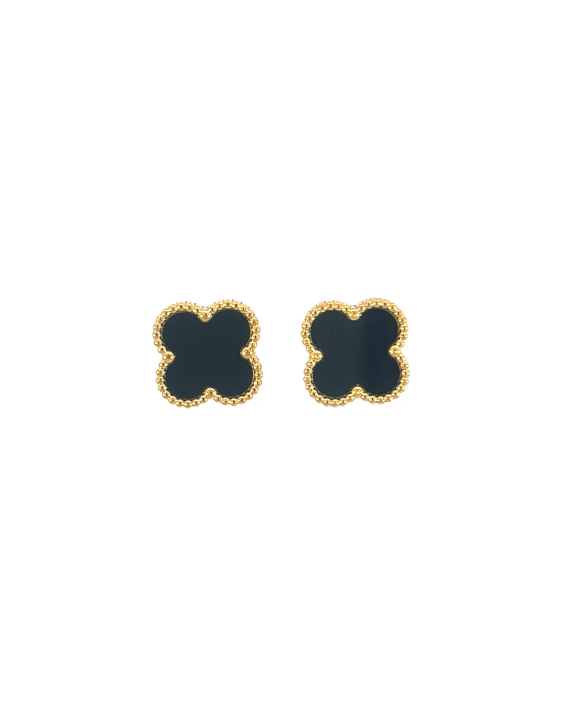 Black Four Leaf CloverEarrings 18K Gold Plated