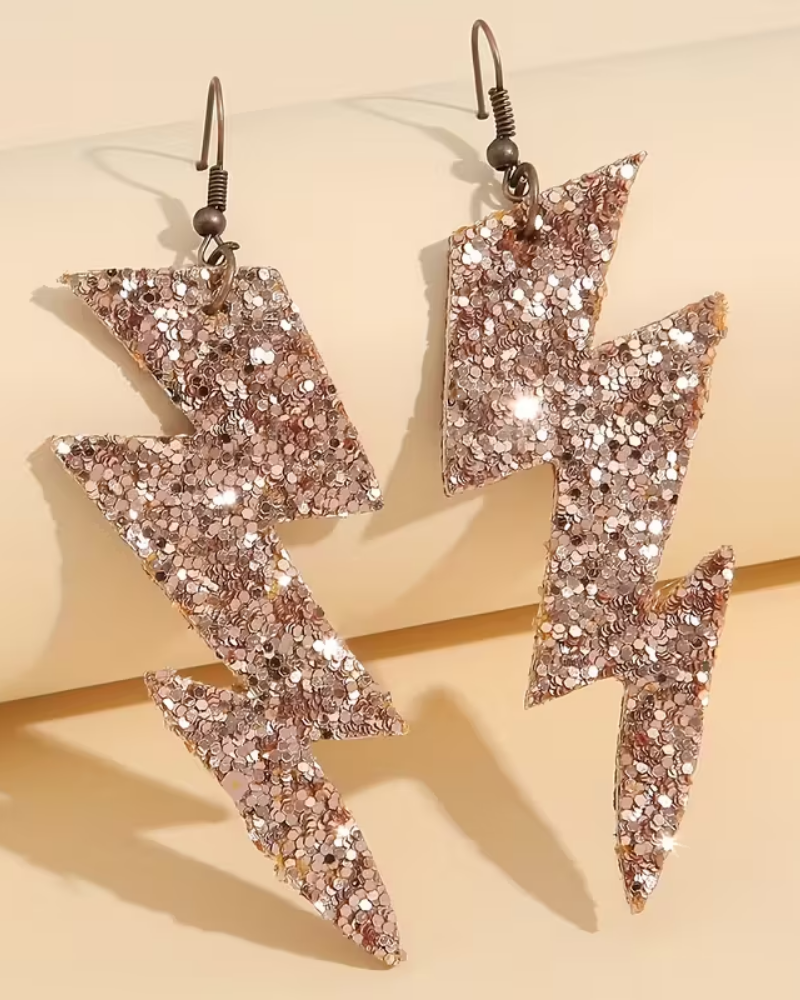Bowie Glitter Lightning Bolt Sequinned Earrings