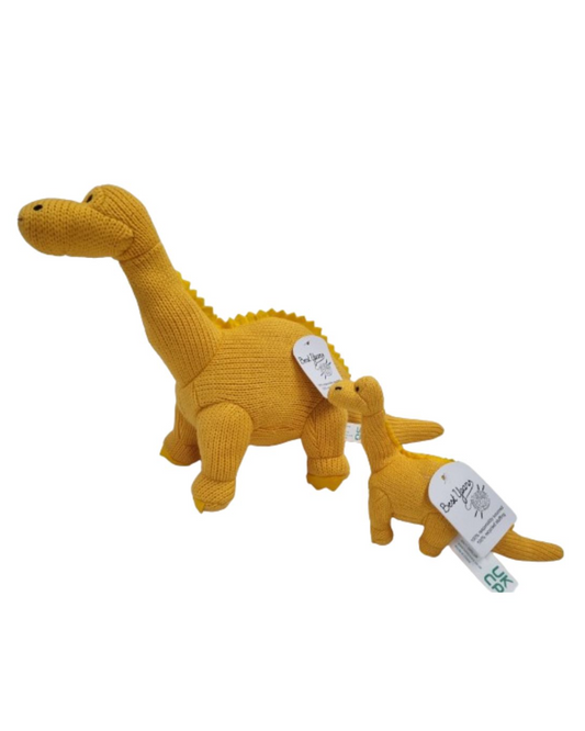 Yellow Diplodocus Dinosaur Knitted Toy