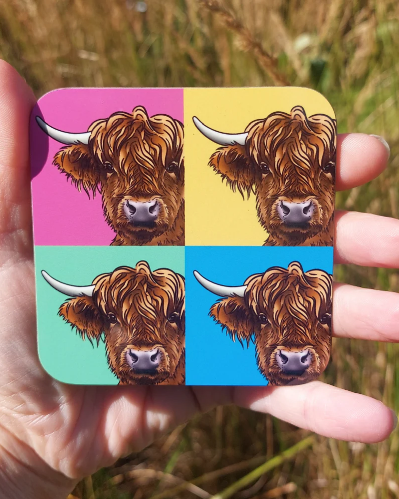 Pop Art Highland Cow Coaster