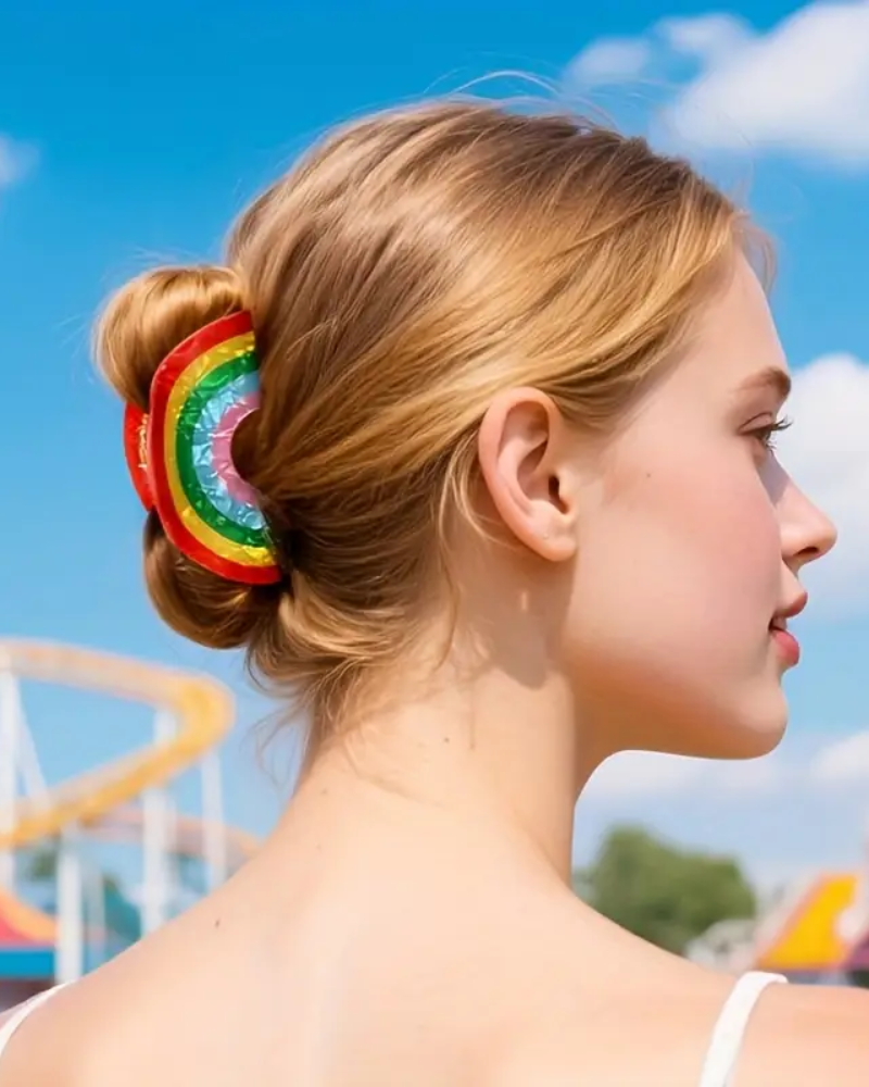Vibrant Rainbow Hair Claw