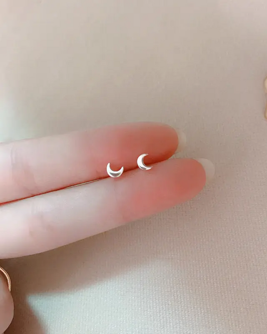 Tiny Crescent Moon Earrings Gold And Silver