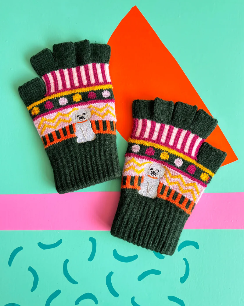 Dog House Fair Isle Fingerless Gloves