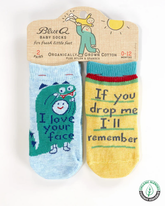 Don't Drop Me & Love Your Face Baby Socks Set Of Two