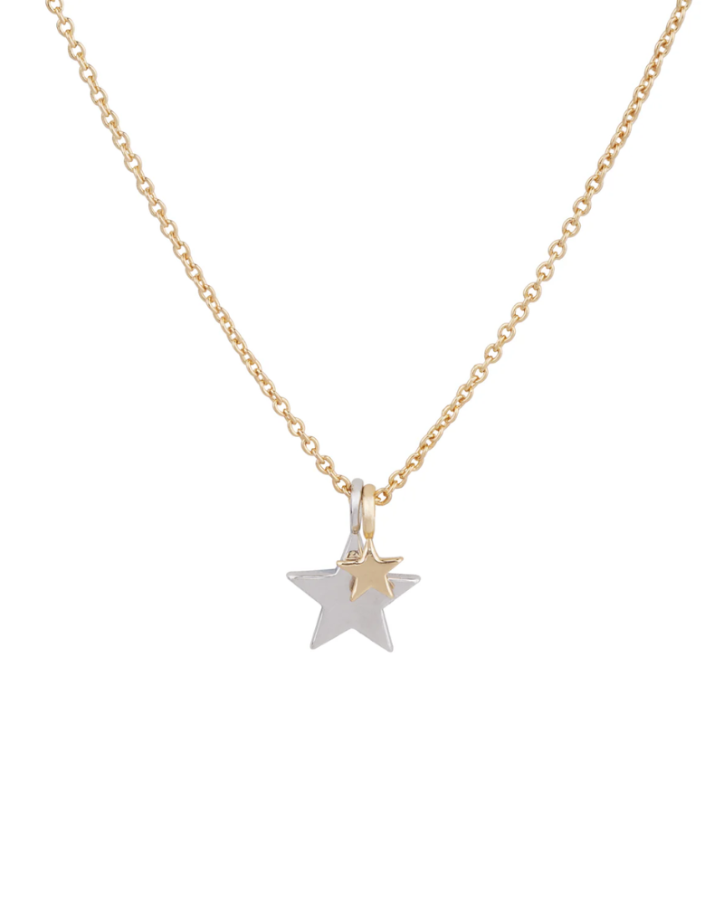 Double Stars Necklace Gold On Silver