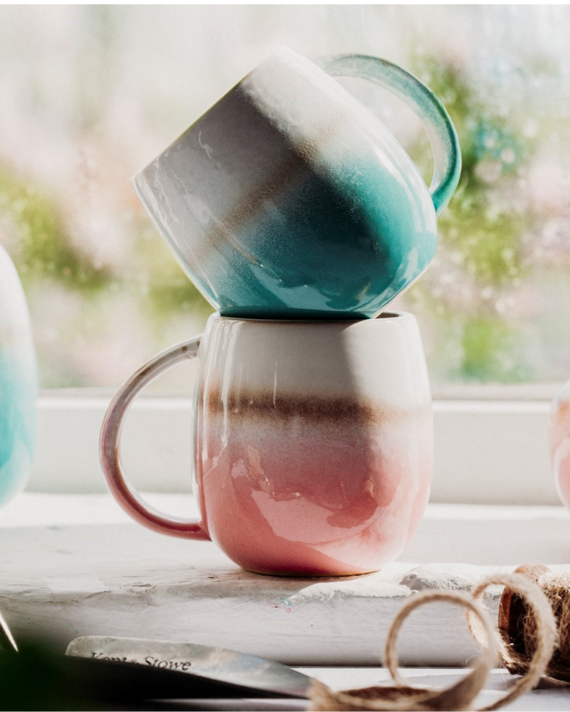Dip Glazed Ombre Turquoise Mug