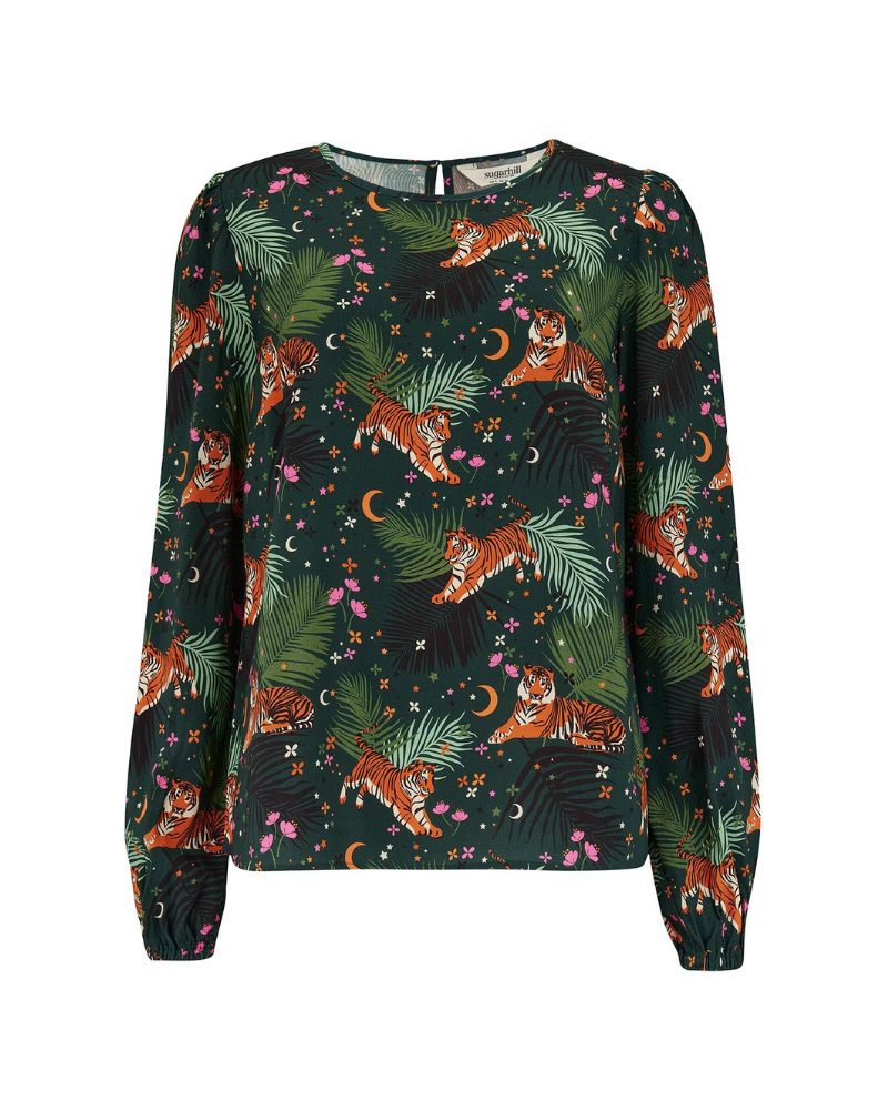 Elaina Tigers and Palms Blouse Top by Sugarhill Brighton