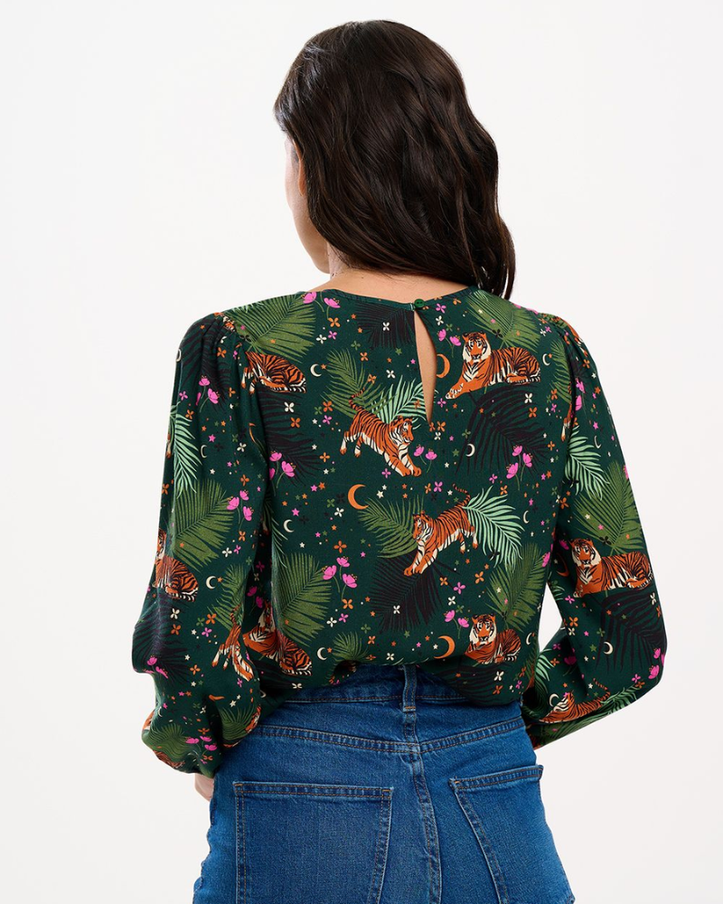 Elaina Tigers and Palms Blouse Top by Sugarhill Brighton