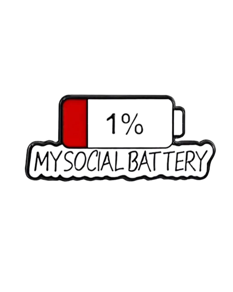 Social Battery 1% Enamel Pin Badge